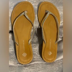 Antonio Melani Laiken Rhinestone Leather Sandals – Silver, Size 7.5